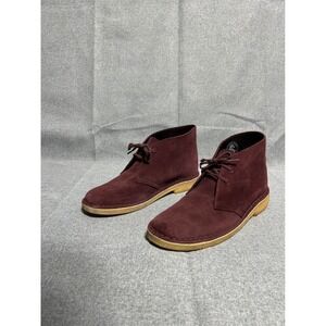 Clarks Desert Chukka Boots Women Sz 9 Wine Red Suede Leather Charles Steed Shoes